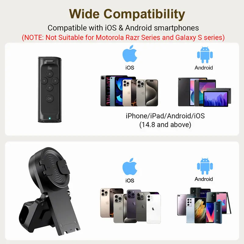 Remote Control for TikTok Scrollingwith Smartphone Holder Stand, Wireless PageTurner, Camera Shutter Video Recording foriOS Android, Phone Selfie Accessory,